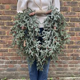 Frosted Pine Teardrop Luxury Christmas Wreath (Large)