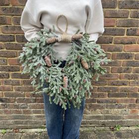 Frosted Pine Teardrop Luxury Christmas Wreath (Medium)