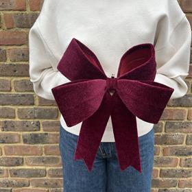 Luxury Velvet Christmas Bow - Burgundy